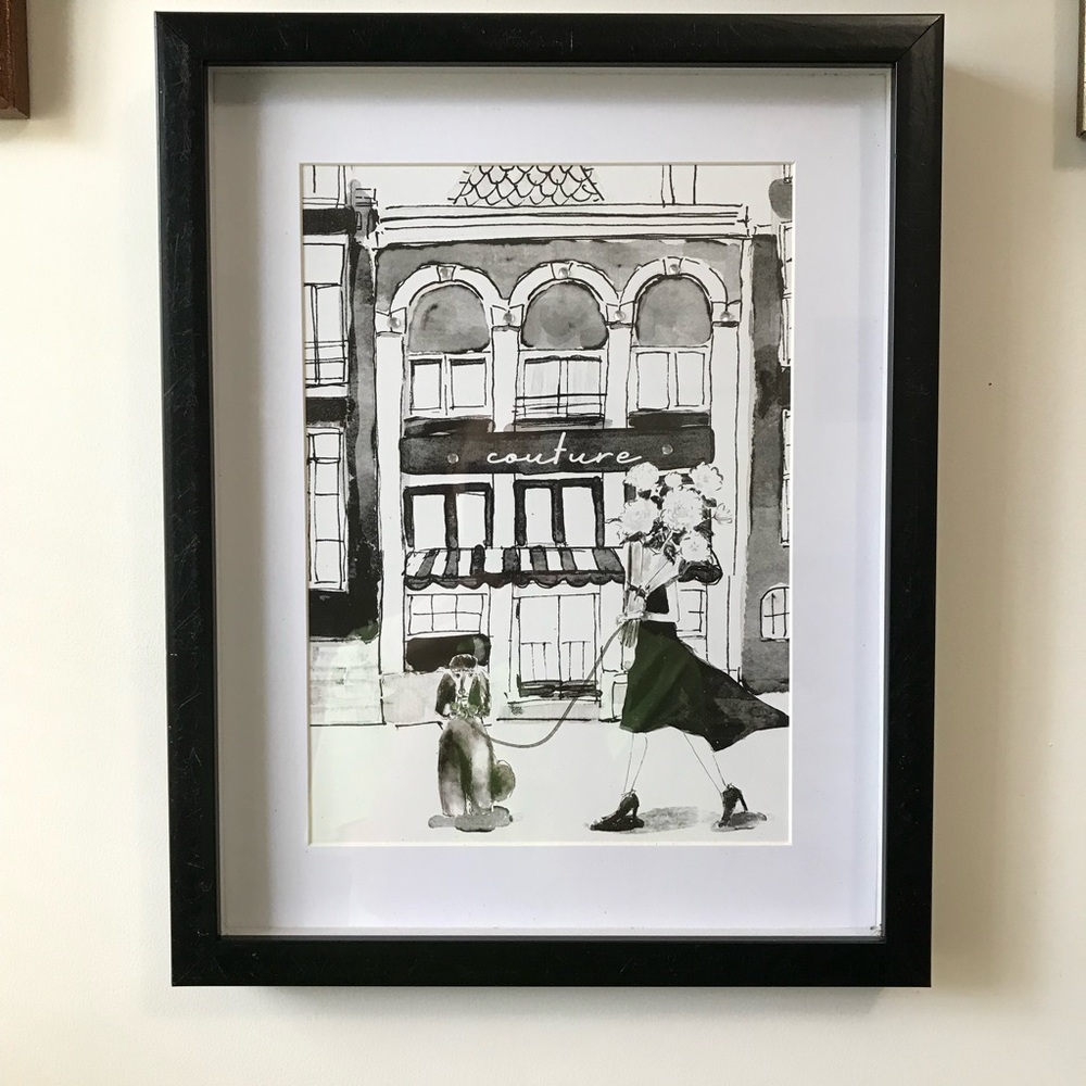 Black & White Poodle Couture White Mat Black Frame 12x15 good condition